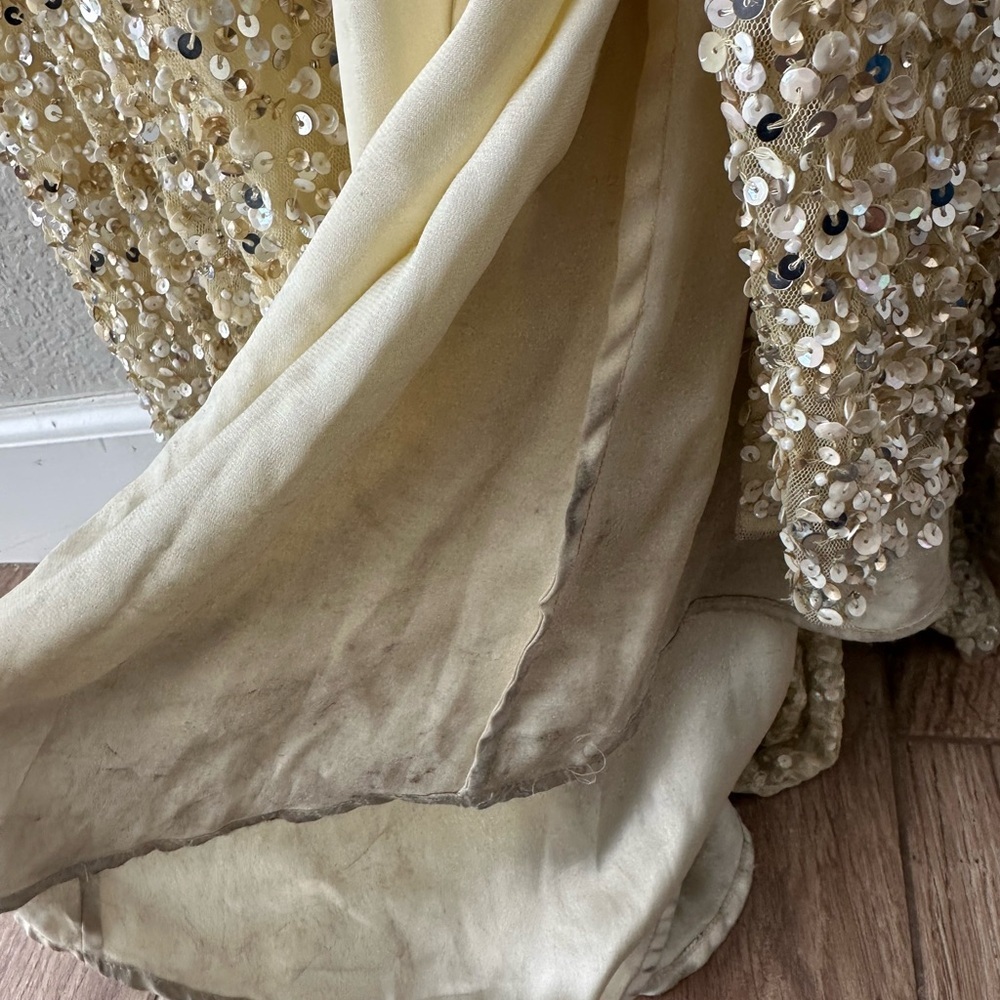 Scala Elegant Gold Sequin Evening Gown Dress, Bla… - image 5